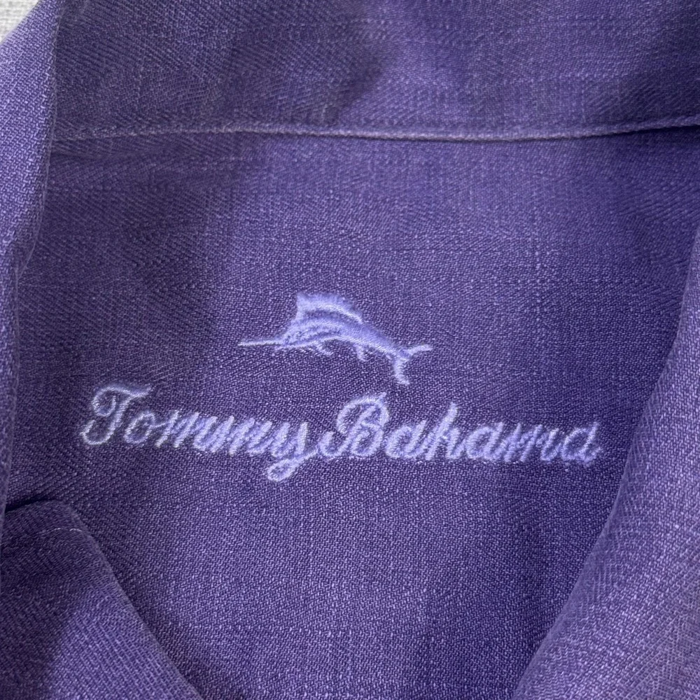 Tommy Bahama Button-Up Shirt Mens M Purple Floral Silk Short Sleeve Relaxed Fit